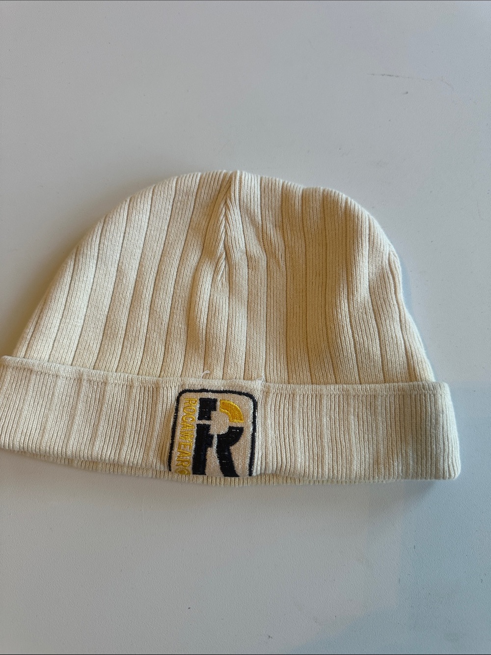 UNISEX Cream Ribbed Beanie Hat